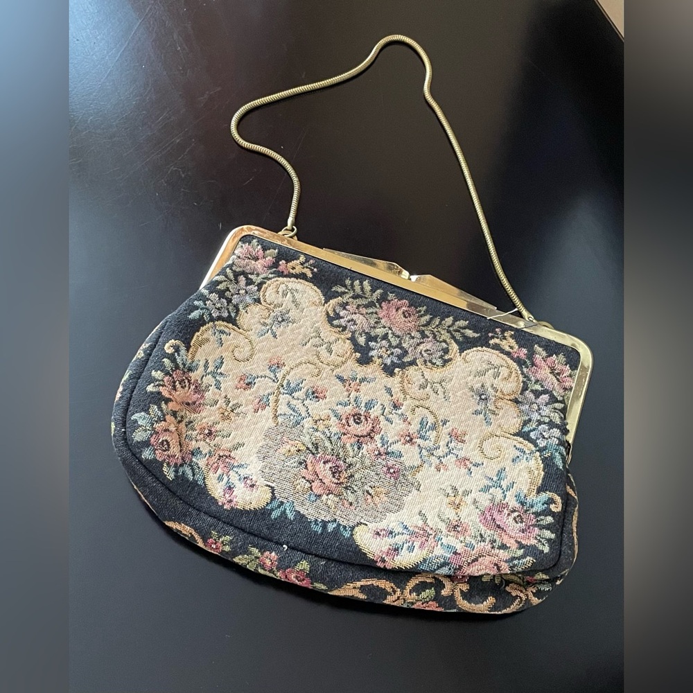 Vintage Floral Tapestry Evening Bag